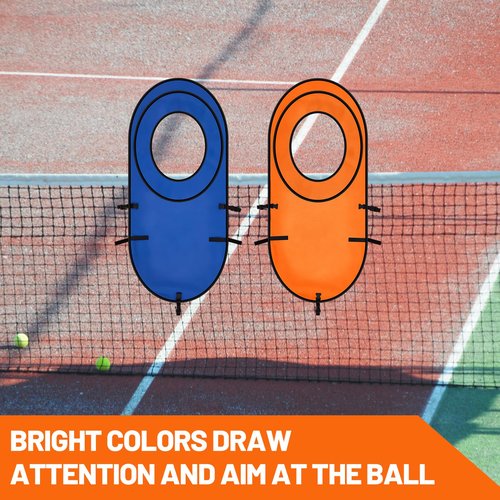 Arrowbash 2pcs Large Pop up Tennis Targets Detachable Training Rings 600d Oxford Cloth Tennis Serve Training Aid with Carry Bag, Blue/Orange