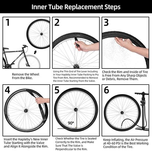 Hapleby Premium 26-Inch Bike Tubes - Compatible with 1.75/1.95/2.10/2.125 Tires | Includes 2 Levers