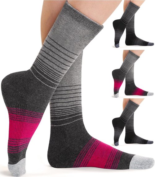 FITRELL Women's Merino Wool Hiking Socks - 4 Pack Thermal Cushioned Boot Crew Socks