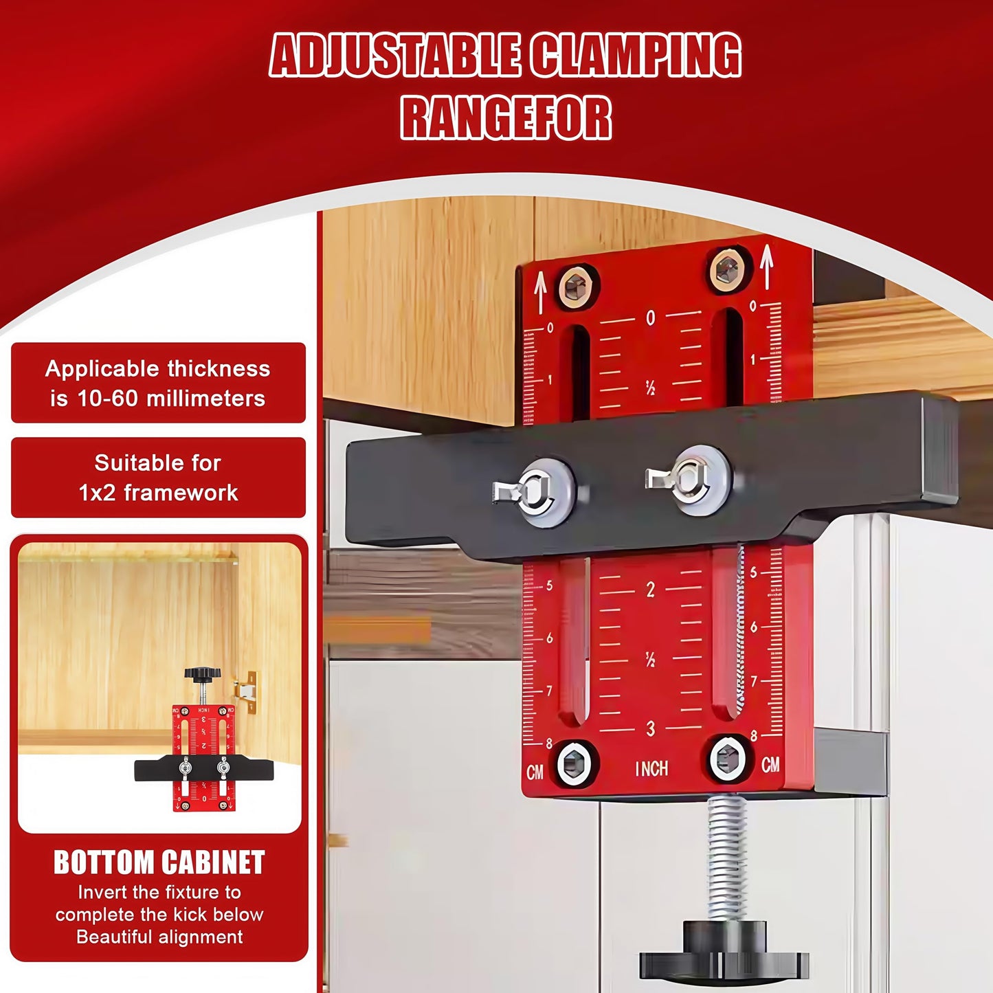 Temaowz Cabinet Door Mounting Jig, Cabinet Door Installation Jig, Adjustable Cabinet Door Installation Positioner, Cabinet Installation Tools for Installing Frameless or Face Frame