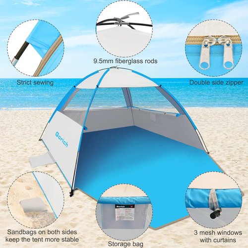 Gorich Beach Tent - Portable Sun Shelter for Up to 10 People | Lightweight, Easy Setup & UPF 50+ Protection