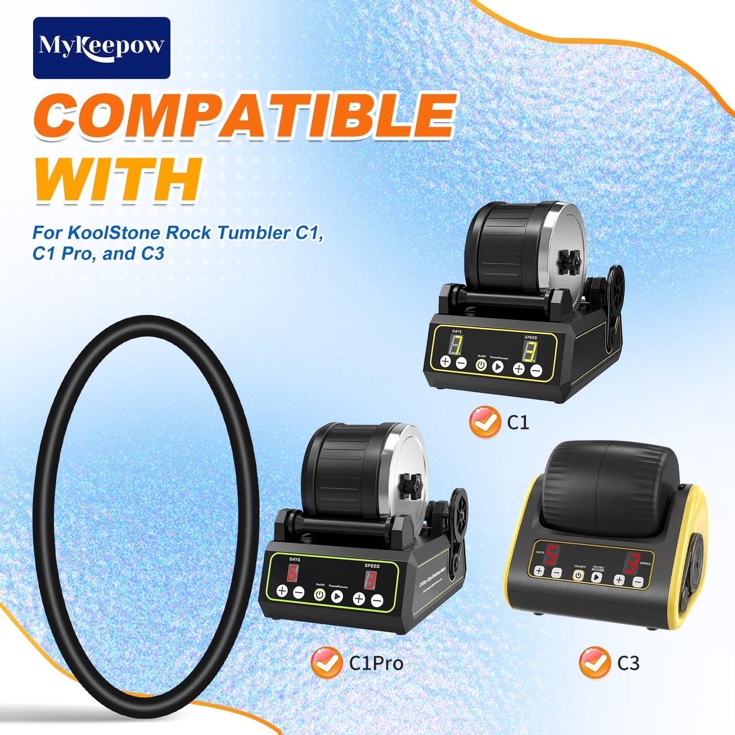 MyKEEPOW Rock Tumbler Belts Compatible with Koolstone Rock Tumbler Model C1 & C1 Pro & C3, 6 Pack