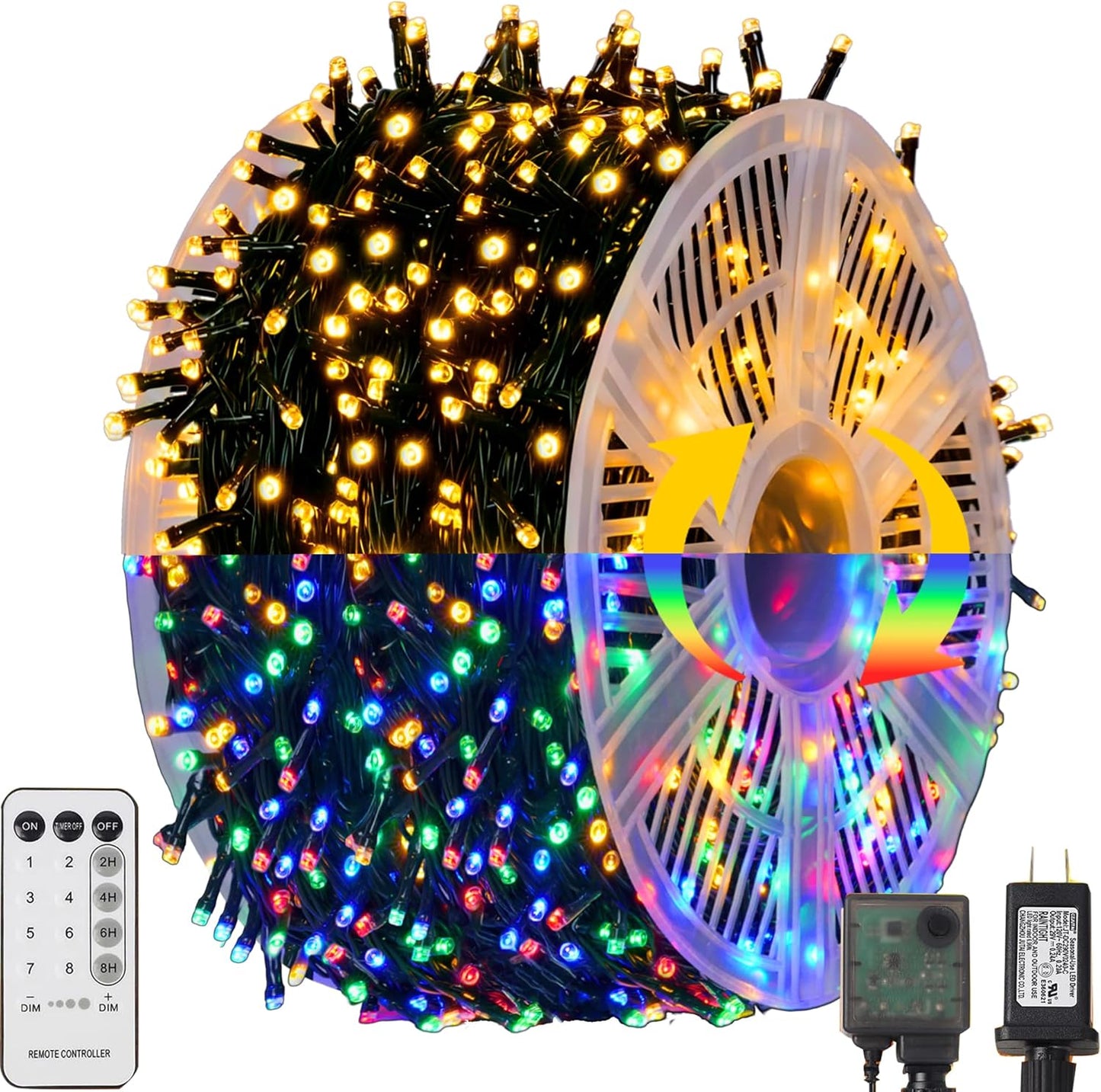 1000 LED Halloween String Lights 328FT - Waterproof Outdoor & Indoor Decor with Remote, 8 Modes - Purple & Orange for Parties & Yard