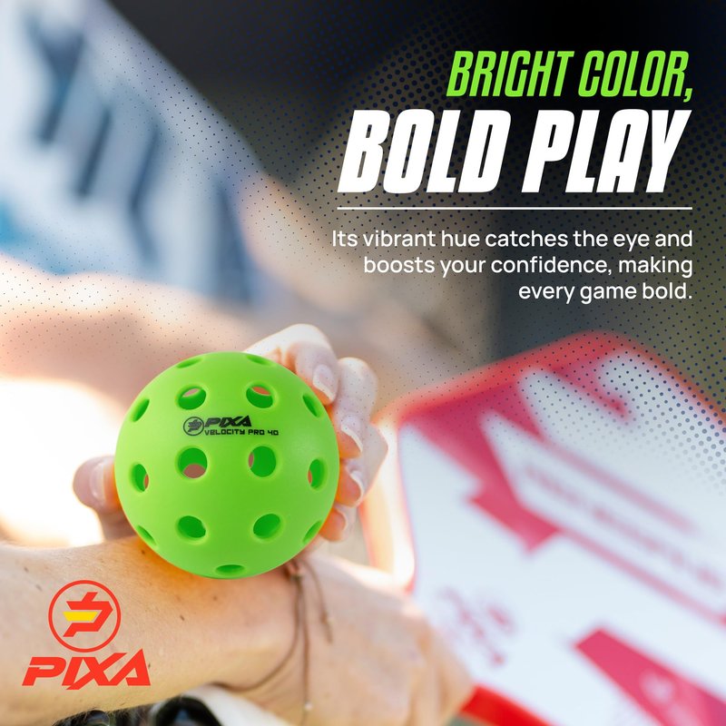 Outdoor Pickleballs – Bright Green High Visibility – 40 Hole Durable Balls – USAPA USA Pickleball Approved – 12 Pack – PIXA Velocity Pro 40