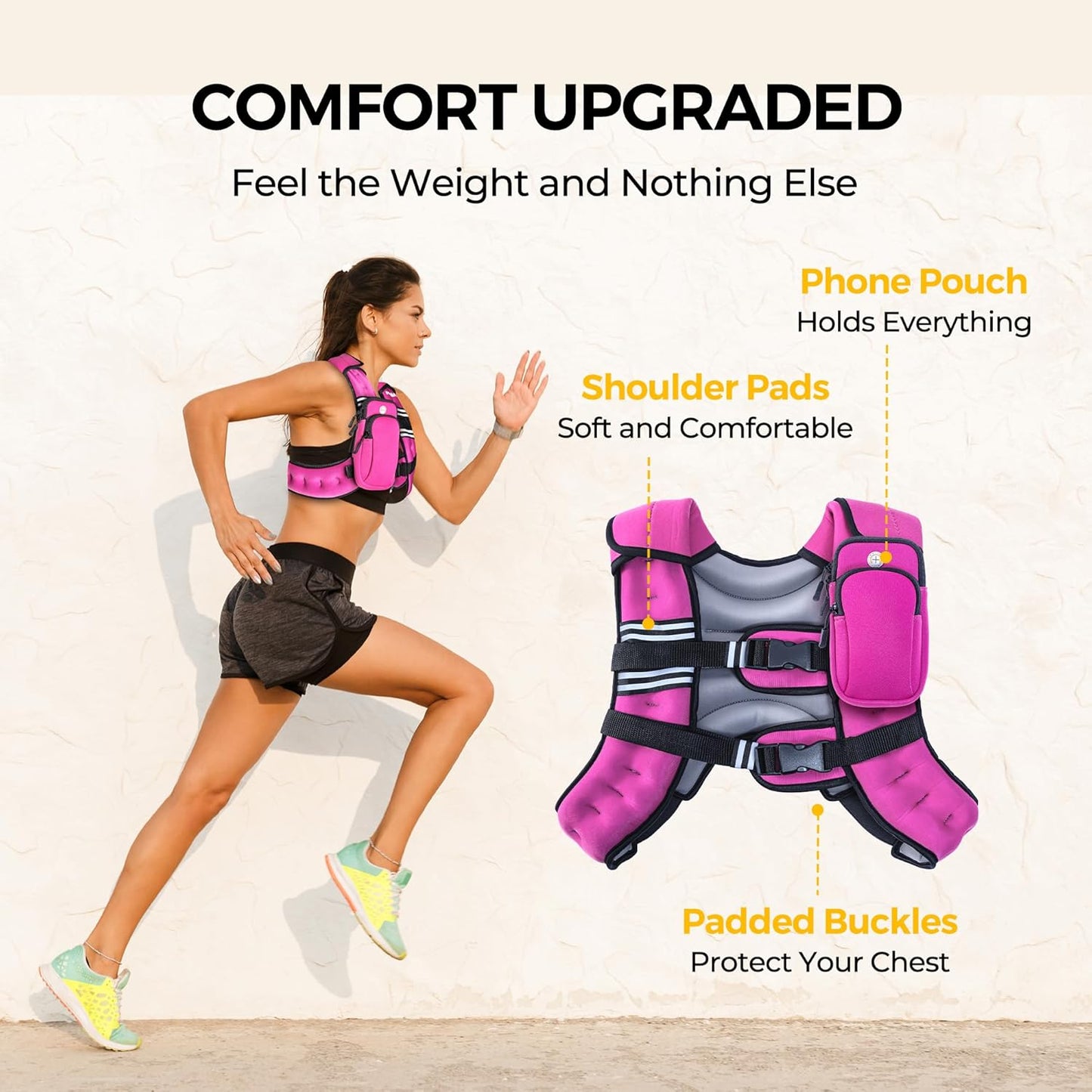 PACEARTH Weighted Vest - Adjustable 6lb to 30lb for Weight Loss & Strength Training | Reflective Stripe