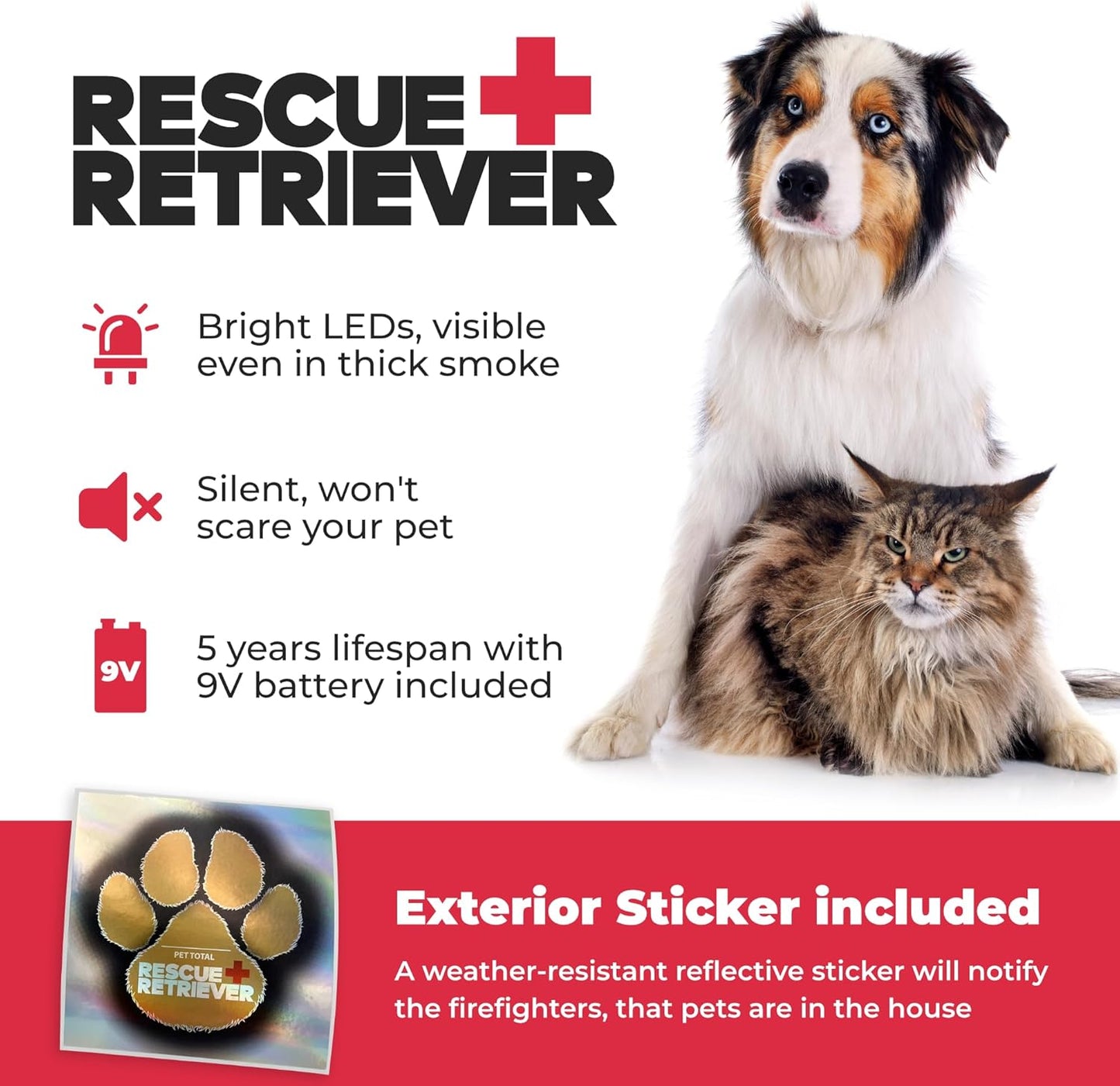 Pet Rescue Smoke Detector - Emergency Alert System for Dogs & Cats