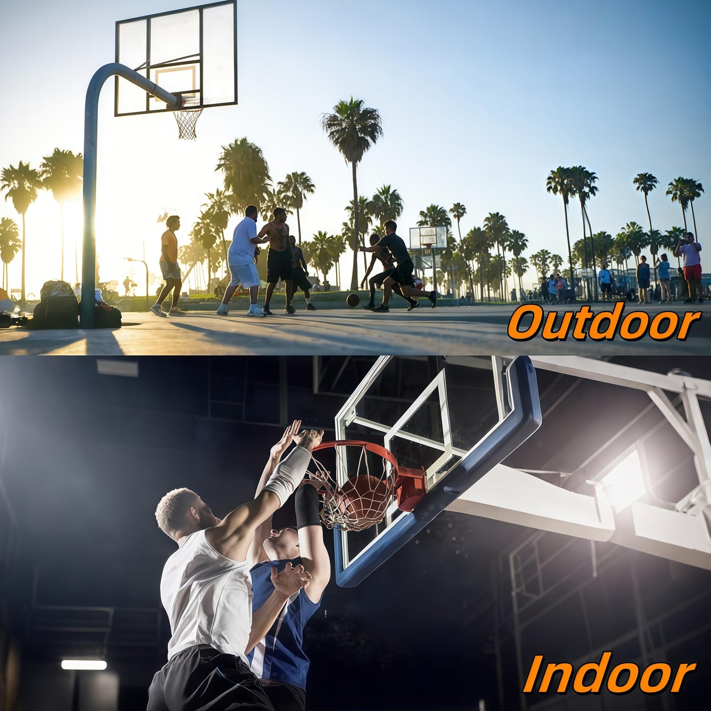 2 Pack Heavy Duty Basketball Net Replacement,2025 Upgrade Heavy Duty Basketball Net, All Weather Anti Whip,12 Loops Fits Standard Indoor or Outdoor Rims (White+Black)