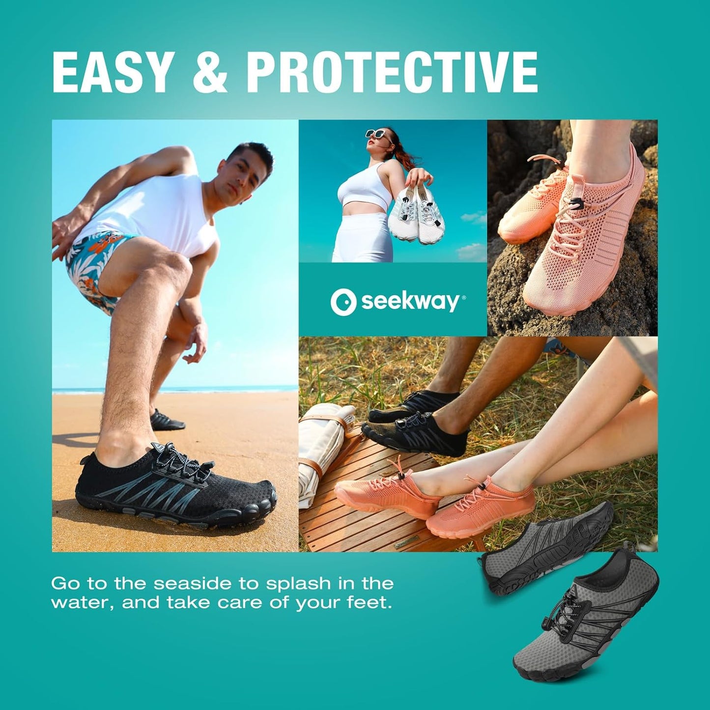 SEEKWAY Quick-Dry Water Shoes for Men & Women | Barefoot Aqua Socks for Beach, Swim & Hiking