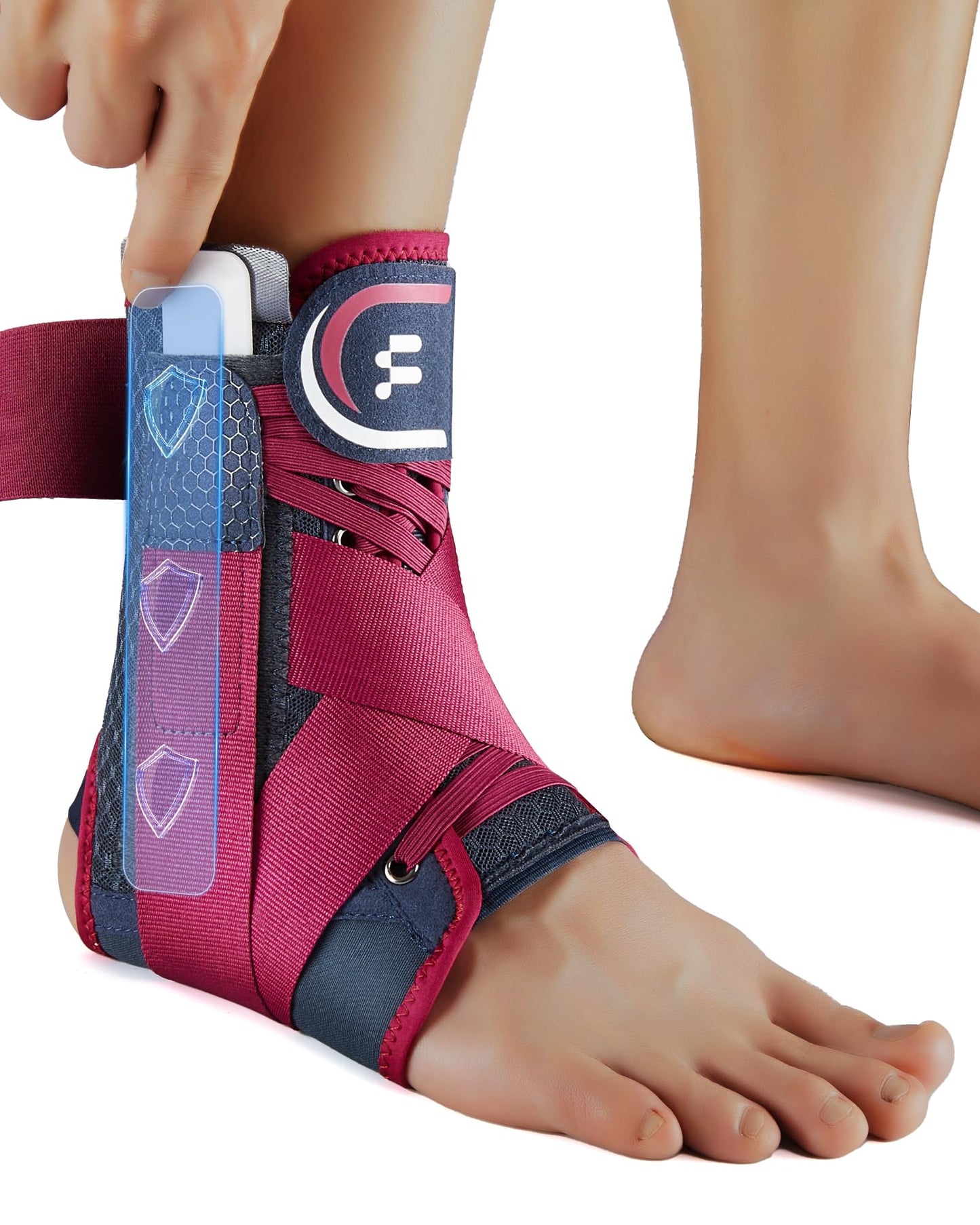 Fitomo Ankle Brace for Women Men with Quick Lace Up, Adjustable Figure 8 Compression Support for Achilles Tendonitis, Ankle Sprain & Swelling Relief for Volleyball, Running & Daily Wear, S