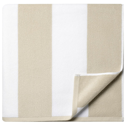 WEDPLAN Cotton Oversized Beach Towel - 40 x70 Inch Extra Large Striped Pool Towel, Big Soft Terry Cloth Beige Cabana Swim Towel