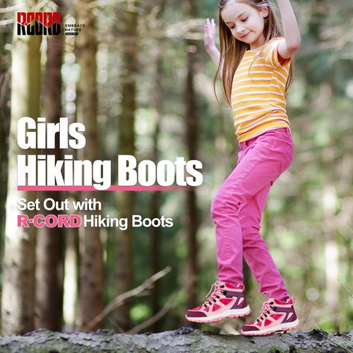 R CORD Kids Water Resistant Hiking Boots, Girls Anti Collision Anti-Skid Athletic Outdoor Ankle Adventure Trekking Boots Pink 1 Little kid