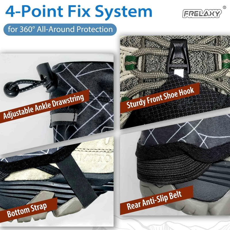 Frelaxy Ultralight Trail Gaiters for Hiking & Running – Breathable, Wear-Resistant Low Shoe Gaiters, Protect Feet from Rocks, Mud, Dust & Debris (Black)
