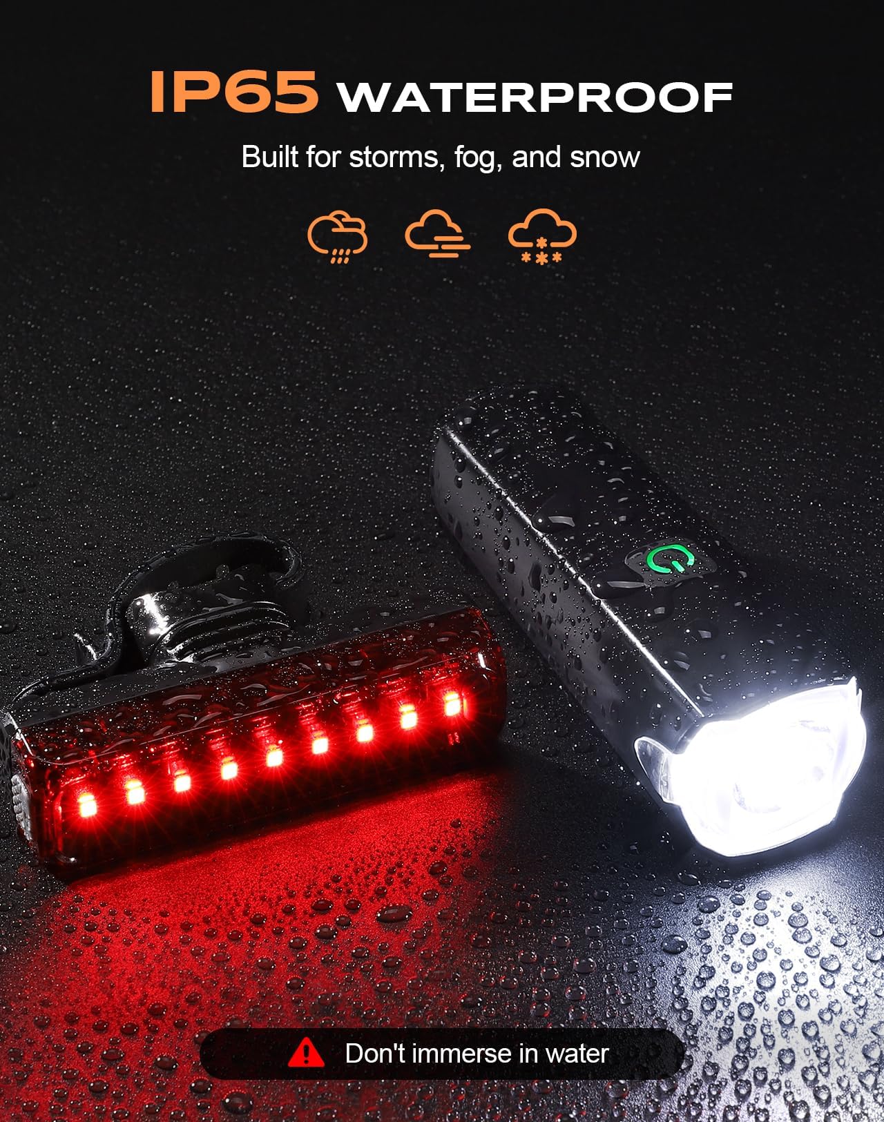 SUYIWEE 2026 New 1200LM Wide Angle Bike Lights for Night Riding, 3+5 Modes & IP65 Waterproof Bicycle Lights Front and Rear, Long-Lasting USB Rechargeable Sports Scooter Accessories for Men Women