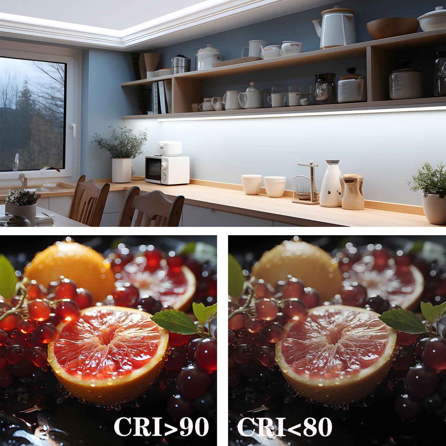 TOPAI 24V COB LED Strip 5000K Daylight White Waterproof IP65 480LEDs/M Super Bright 4000Lm CRI>90 16.4ft Dotless High Density Cuttable Flexible for Cabinet Home DIY Lighting Projects