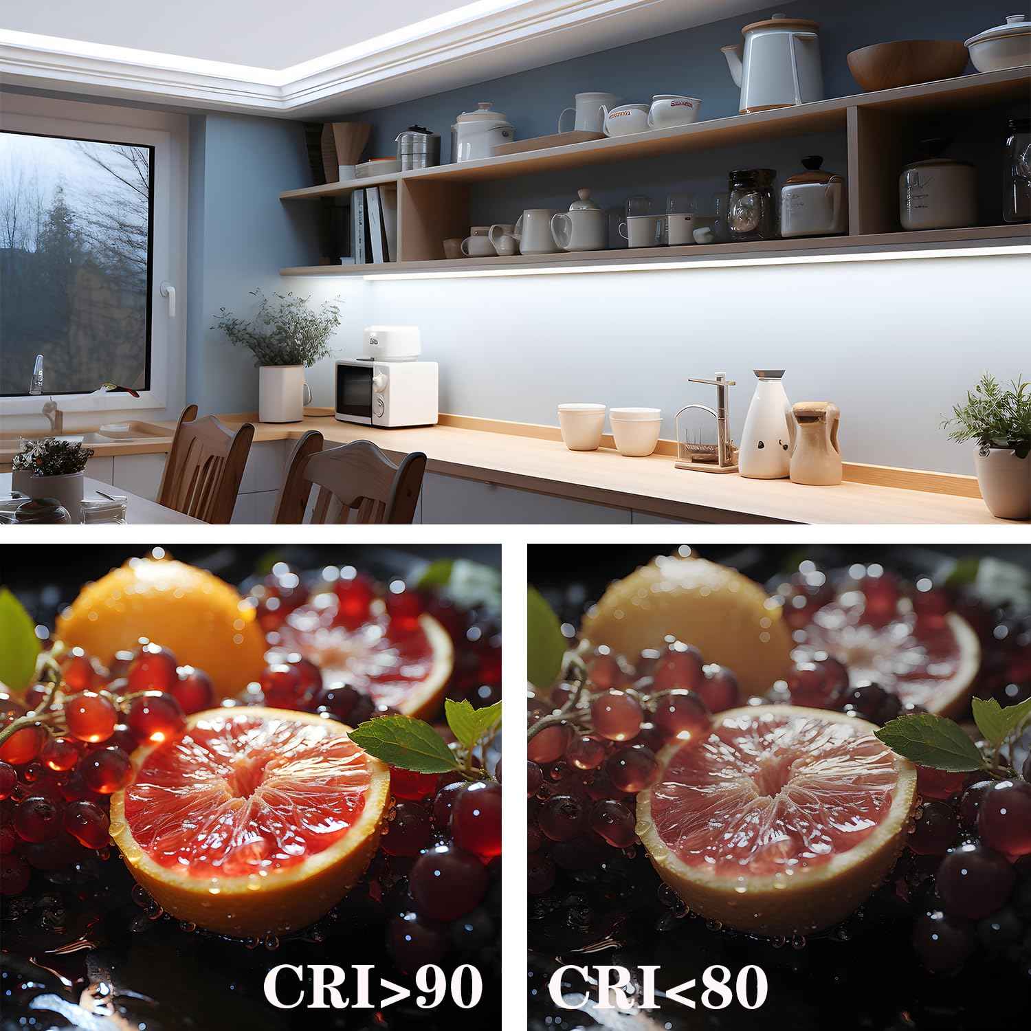 TOPAI 24V COB LED Strip 5000K Daylight White Waterproof IP65 480LEDs/M Super Bright 4000Lm CRI>90 16.4ft Dotless High Density Cuttable Flexible for Cabinet Home DIY Lighting Projects