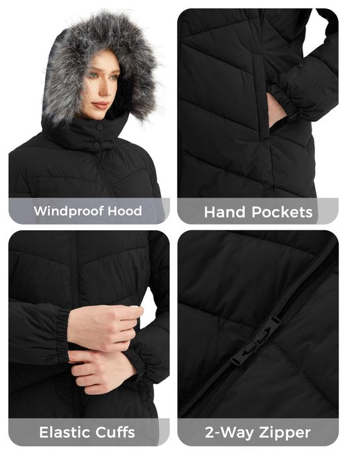 wantdo Women's Lightweight Puffer Coat Warm Bubble Jacket (Black, X-Large)