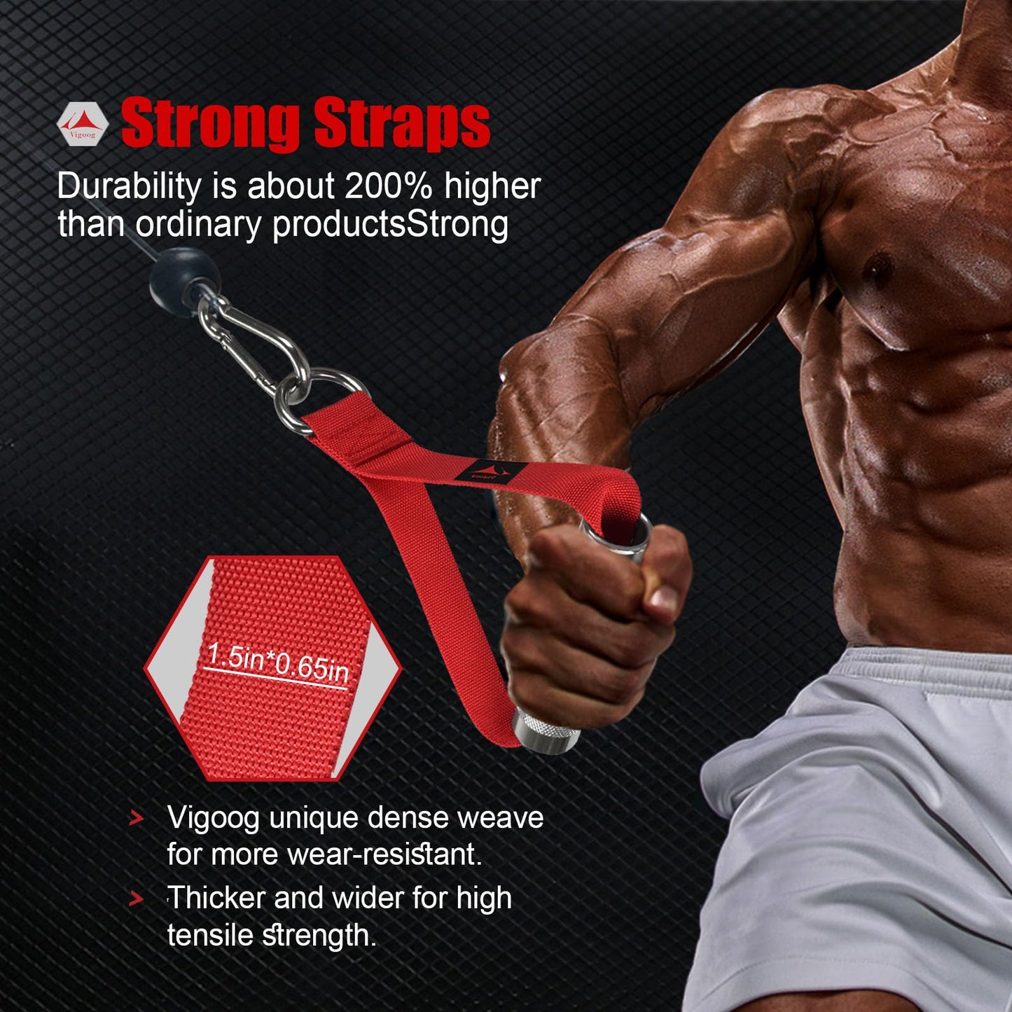 Pro Grade Metal Workout Handles, Heavy Duty Replacement Grip Attachments for Cable Machines, Resistance Bands, LAT Pulldown, Strength Exercise Home Gym & Commercial Fitness Equipment (Glory Red)