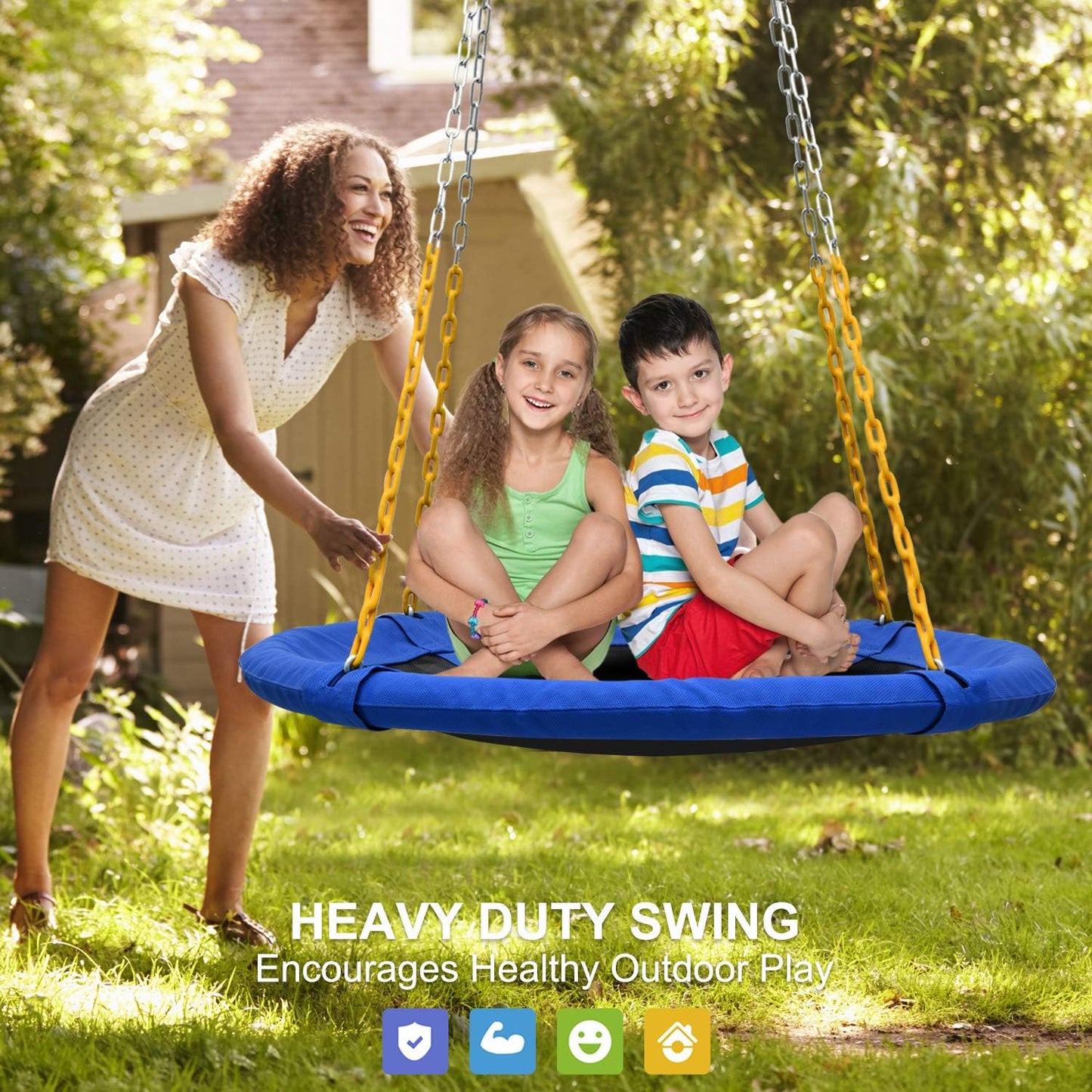 Trekassy 40" Saucer Tree Swing - 1,000lbs Capacity | Heavy-Duty Rust-Resistant Chains & UV-Proof Fabric