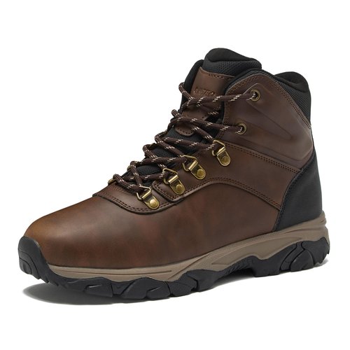 HI-TEC Aspen Mid Waterproof Men's Hiking Boots - Black or Brown, Medium or Wide Lightweight Outdoor Trekking Shoes - Brown, 9.5 Medium