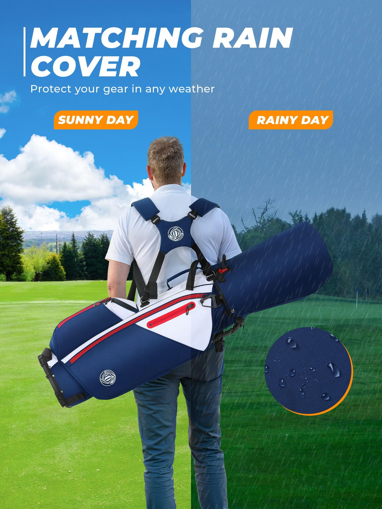 Sturdum 7 Way Golf Stand Bag, Lightweight Golf Bags for Men Women with Full-Length Dividers, Ergonomic Design, Weather-Resistant, Multi Pockets