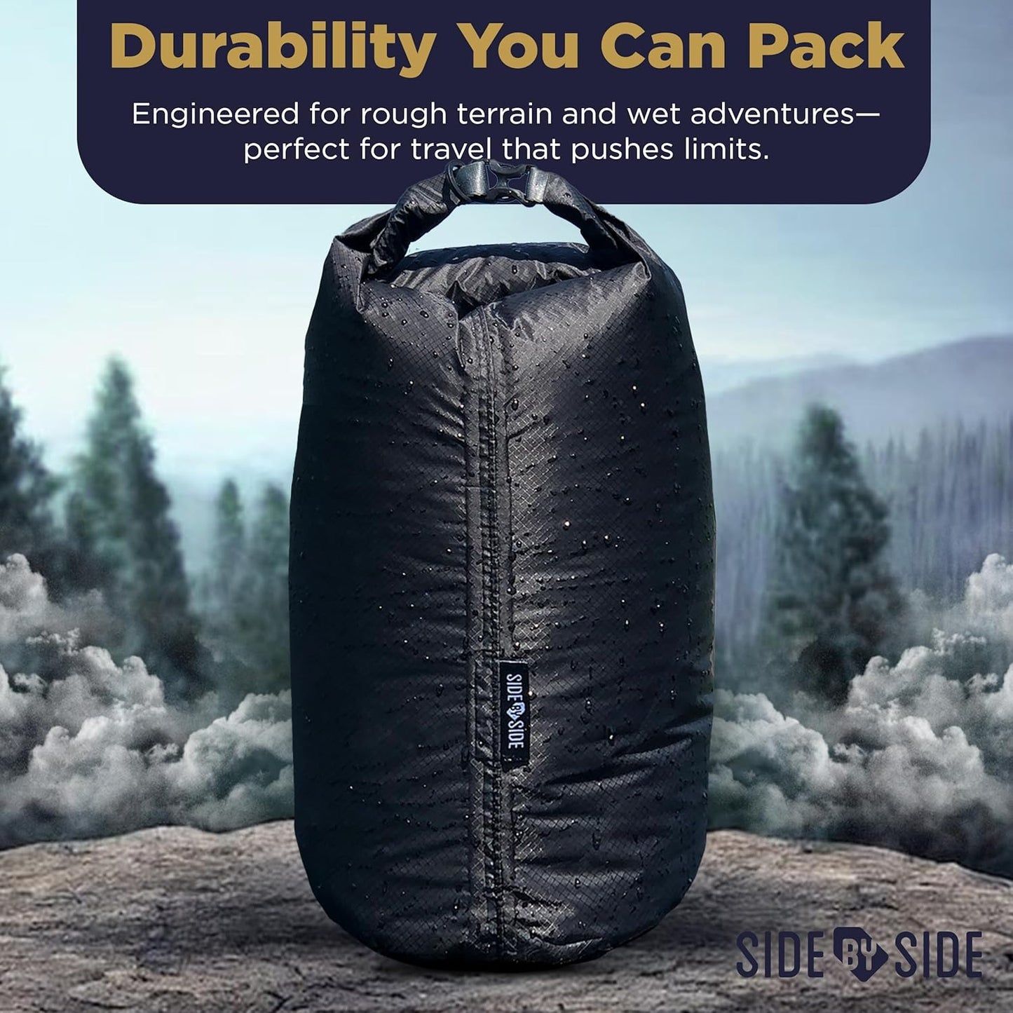 Skiennix Waterproof 10L Dry Bag - Lightweight Durable Side Bag for Kayaking, Hiking & Camping | Black, Small