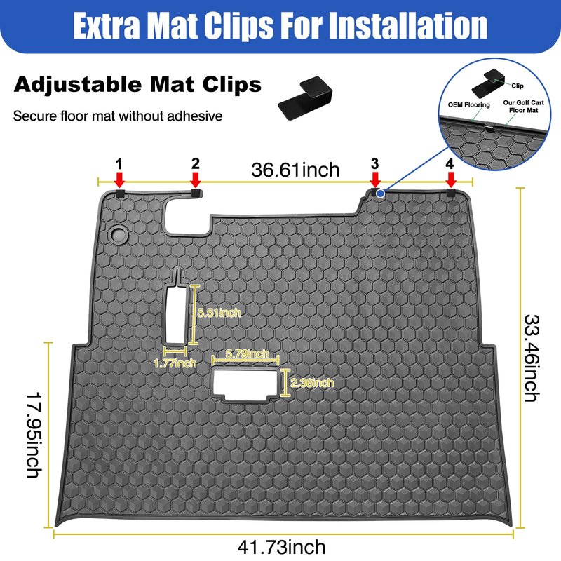 EZGO TXT Golf Cart Floor Mat, Upgraded Non-Slip Improved Full Coverage Liner Mats Unique with 8mm Thickness Rubber, Fits for EZGO TXT (1994+), EX1 (2020), Valor, Cushman Workhorse & Express S4