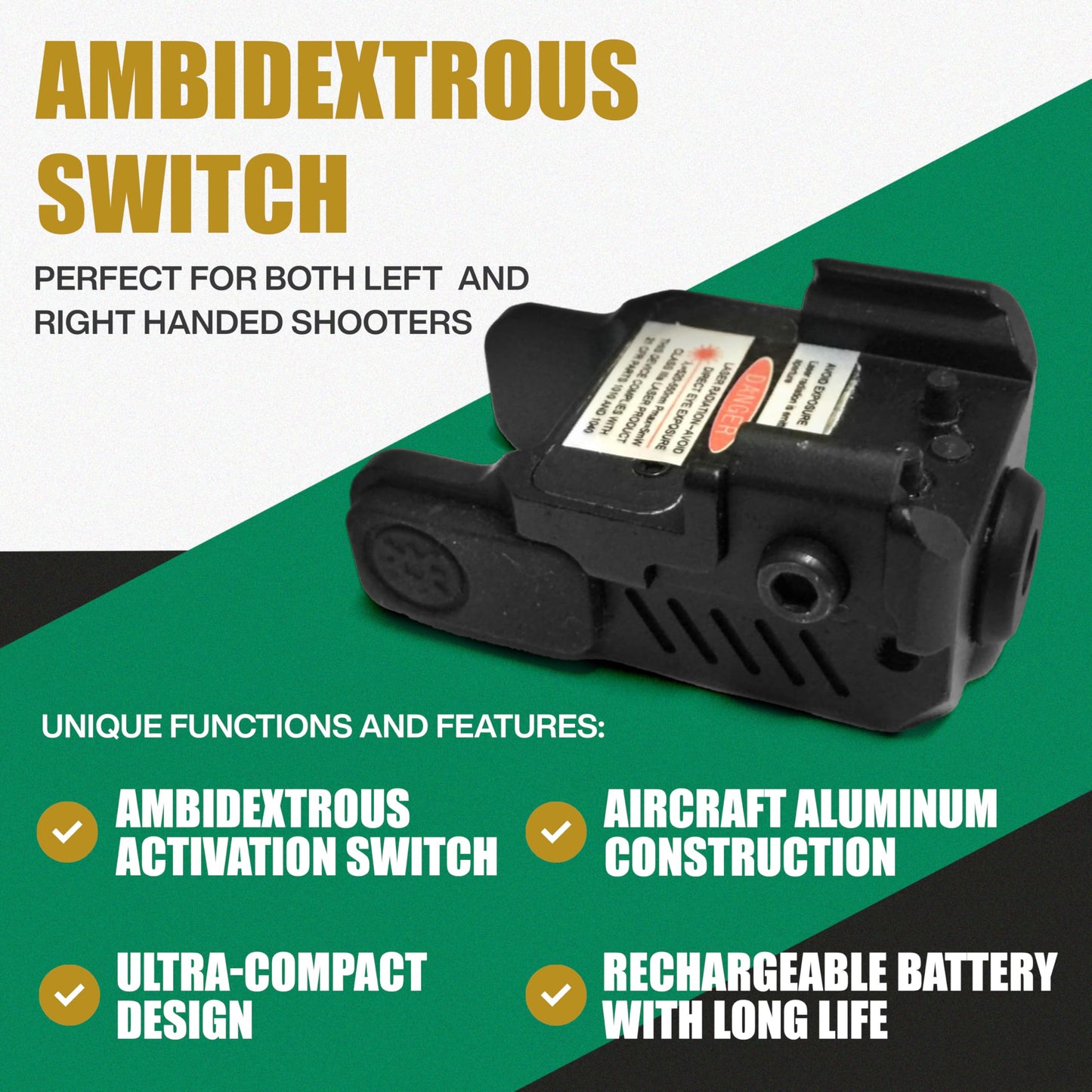 Ade Advanced Optics HG54R Red Strobe Class IIIA Laser Sight for Pistol Handgun, Picatinny Rail Mount, High-Visibility Targeting