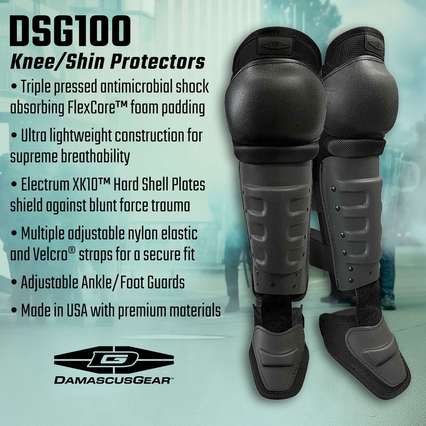 Damascus Gear: US Made D-Flex Knee & Shin Guards - Shock Absorbing, Maximum Protection, Adjustable (X-Large)