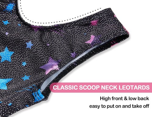 Domusgo Gymnastics Leotards - Sparkly Black One-Piece Tumbling Outfit for Girls Ages 10-12