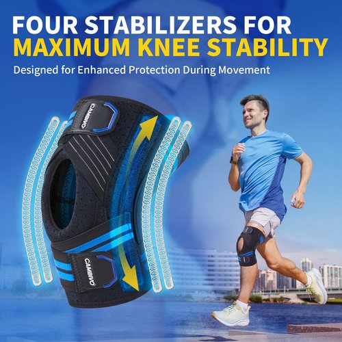 CAMBIVO Knee Brace for Knee Pain with Side Stabilizers for Women and men, Compression Knee Support with Patella Gel Pads, Relief Meniscus Tear, ACL, MCL, Arthritis -Relief Restore Series (Medium)