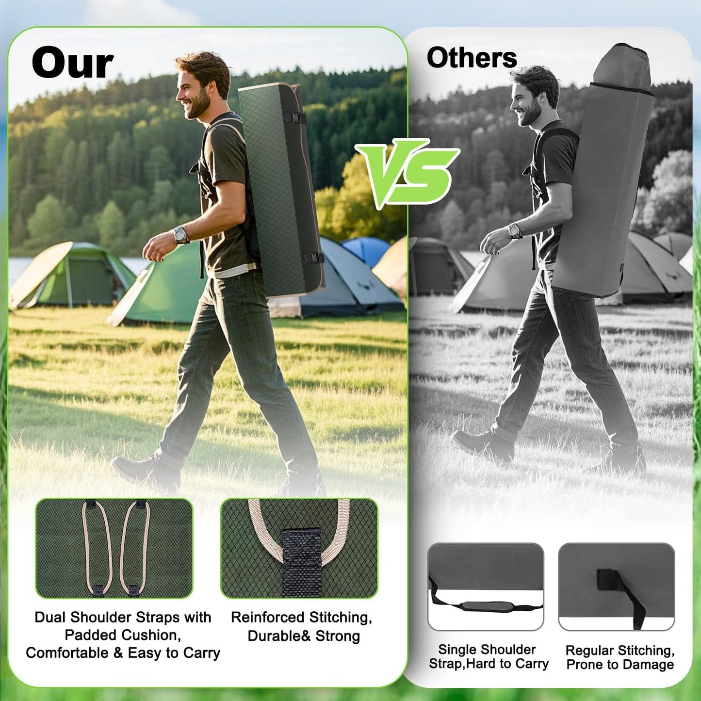 VTOY Portable Camping Chair - Durable 600D Oxford Folding Chair with Canopy for Outdoor Activities