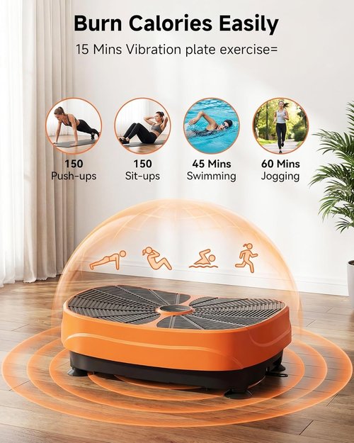 GORISE Vibration Plate Exercise Machine - Full Body Fitness Platform for Lymphatic Drainage & Weight Loss | Remote Control, Orange