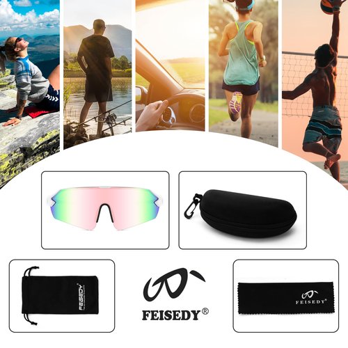 FEISEDY Sports Sunglasses for Men and Women, UV400 Protection Outdoor Cycling Driving Fishing Glasses B2987
