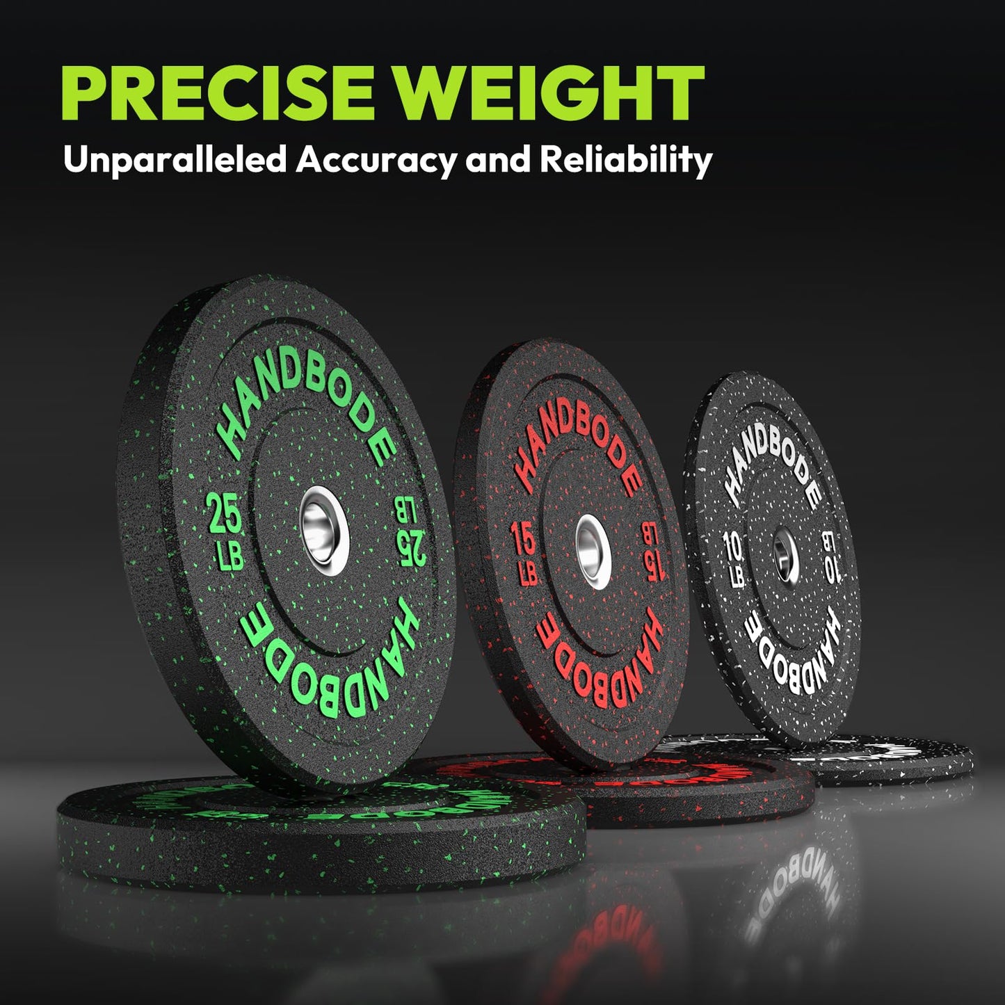 HANDBODE Bumper Plates High-Bounce Olympic Weight Plates, Colored crumb rubber plate for Weight Lifting and Strength Training 100LB