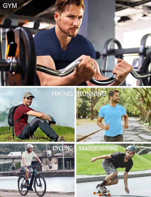 HOPLYNN Men's Dry Fit Workout T-Shirts - 5/7 Pack Short Sleeve Athletic Tees for Running & Gym