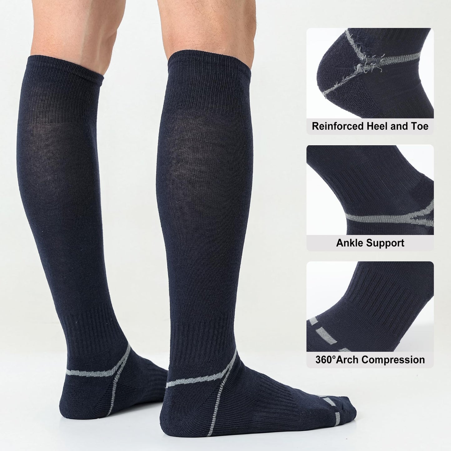 FYTUTESE 3 Pack Soccer Softball Baseball Socks Football Socks for Youth Men and Women Navy Blue Medium