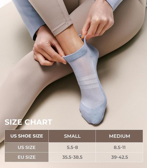FITRELL Pilates Socks - Non-Slip Ankle Yoga Grip Socks for Women | 5 Pairs for Gym & Barre