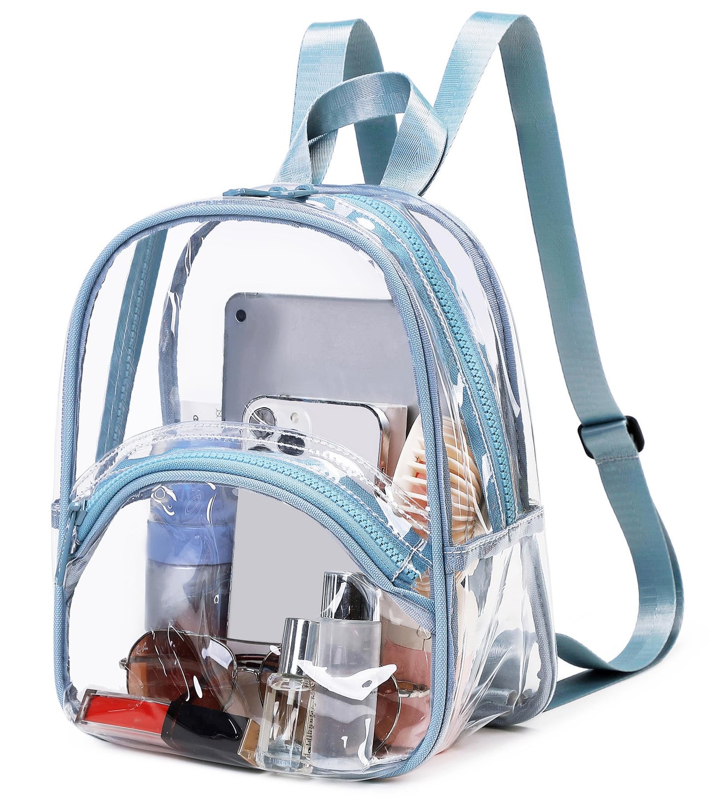 abshoo Clear Bag for Stadium Events Approved Clear Mini Backpack Transparent Bags for Women Concert Festivals Sport Event (Blue)