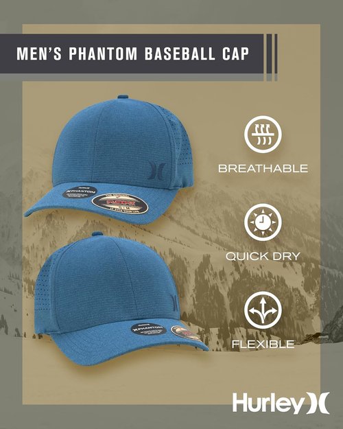 Hurley Men's Baseball Cap - Sweat-Wicking Fitted Hat for Ultimate Comfort | Sizes S-XL