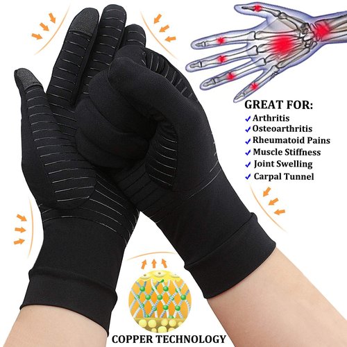 Big Mango 2 Pairs Pack Copper Arthritis Gloves, Compression Gloves for Women Men Relieve Pain from Rheumatoid Arthritis, Carpal Tunnel, Swelling, Everyday Hands Support (Open Finger + Full Finger, M)
