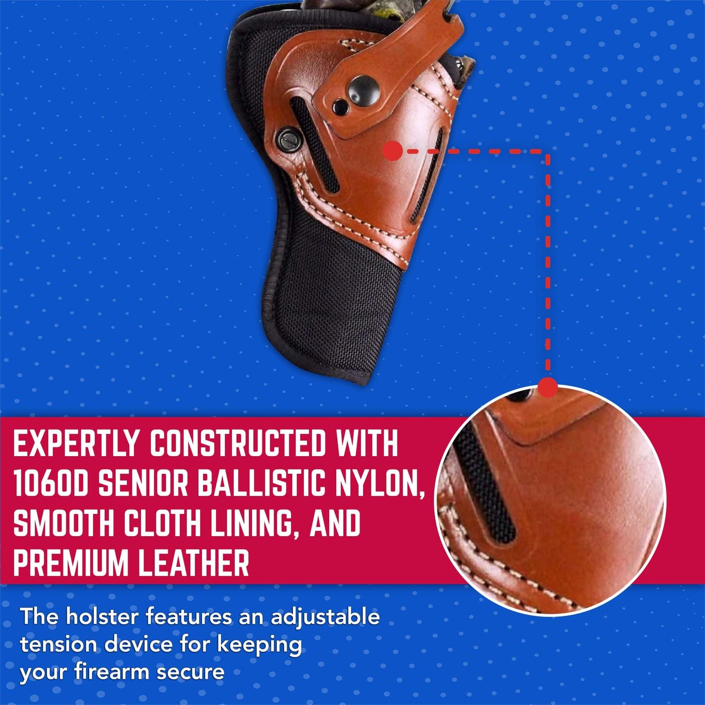 DeSantis Wild Hog Revolver Hybrid Holster - Hybrid Revolver Holster, DeSantis Gun Holster Compatible with Colt Python/Trooper/Cobra 6", Ruger GP100/SCCY 6", S&W 586-L/686 6" - Ambidextrous, Black