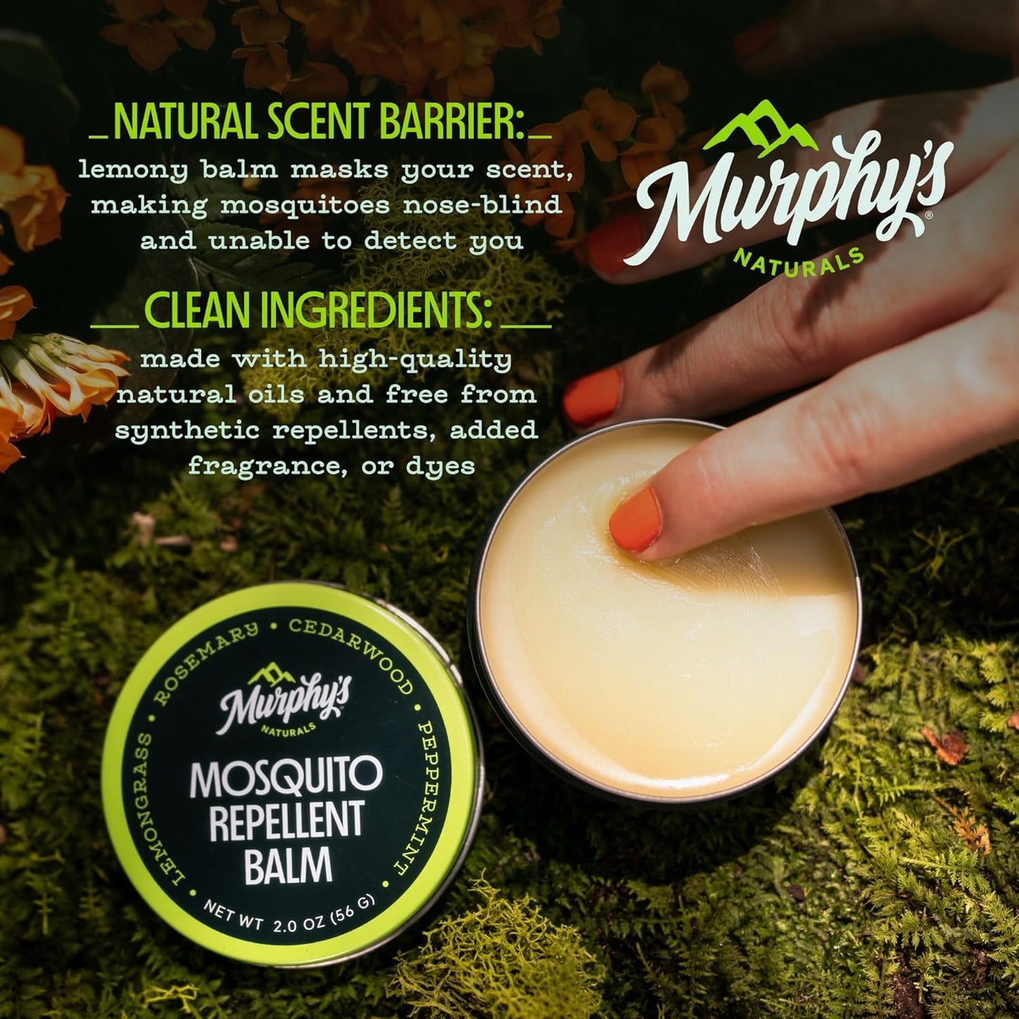 Murphy's Naturals Mosquito Repellent Balm - Plant-Based Outdoor Protection with Cedarwood & Lemongrass | 0.75 oz