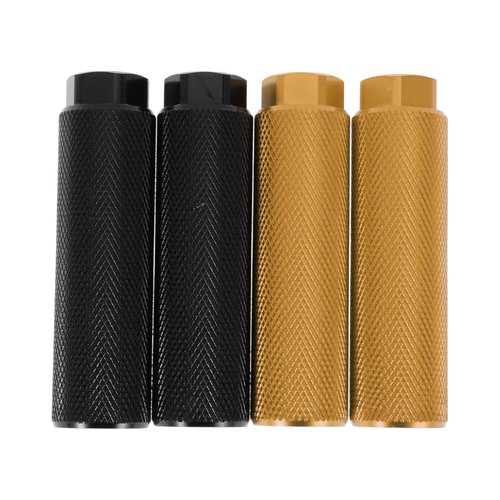PARSLUCK 4 Pcs Aluminum Alloy Anti-Skid Bike Pegs 100mm Length Bicycle Backseats Stands Cycling Foot Pegs 3/8 Inch Axles Black Gold Tone