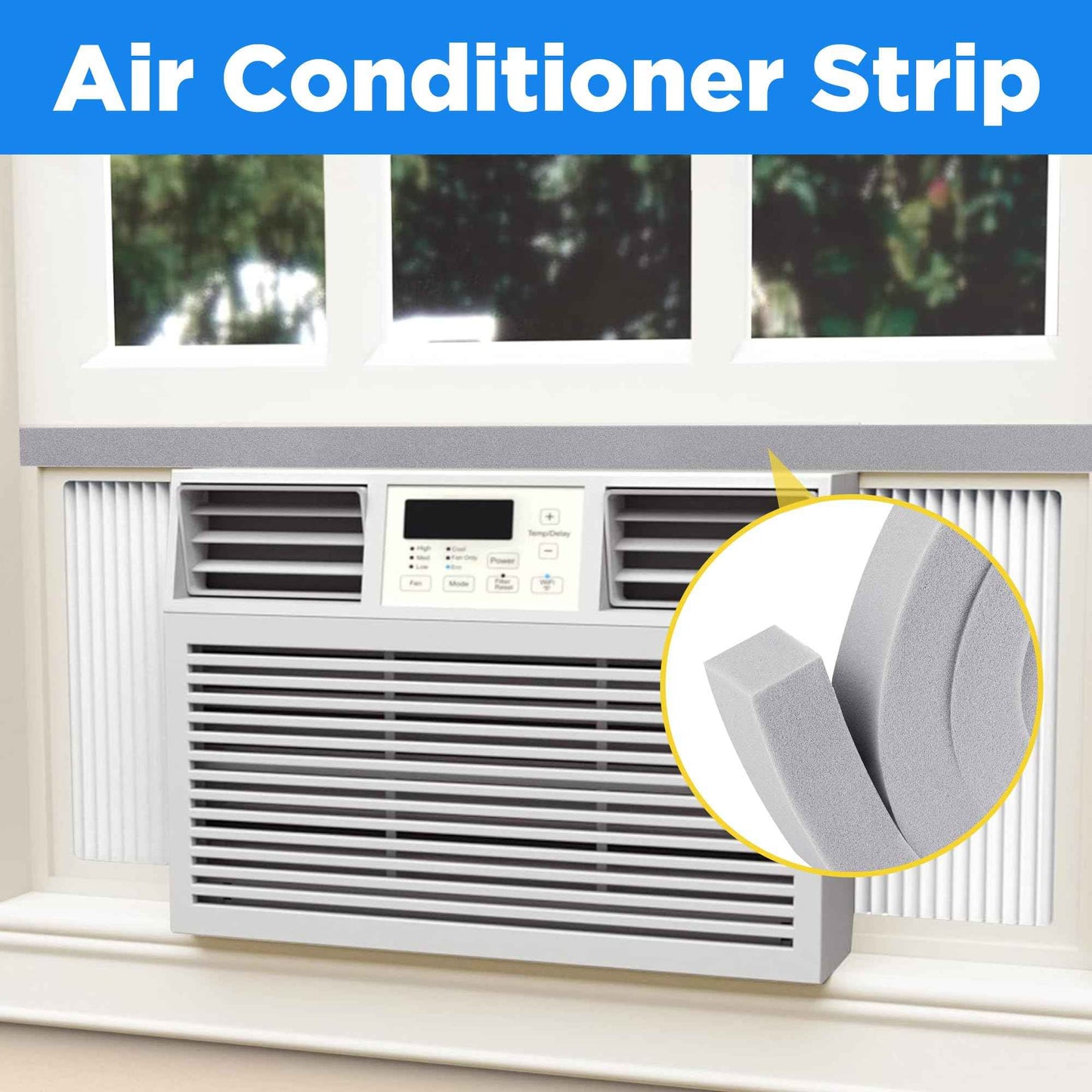 moonoom 6 Pcs Foam Air Conditioner Weatherseal Tape-1'' x 1'' x 6.5ft Air Conditioner Foam Tape-Non-Adhesive Foam Seal Strip with Glue Point for Air Conditioner Door Window Seal