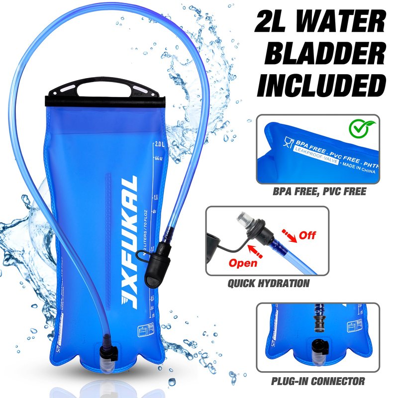 JXFUKAL Running Vest, Lightweight Hydration Backpack with 2L Water Bladder, Reflective Hydration Pack, Tactical Chest Pack Bag for Hiking Running Cycling Marathon for Women Men