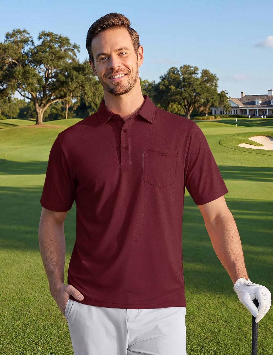 TACVASEN Men's Polo Shirt - Dry Fit Performance Golf Polo with Pocket | Casual Short Sleeve Design