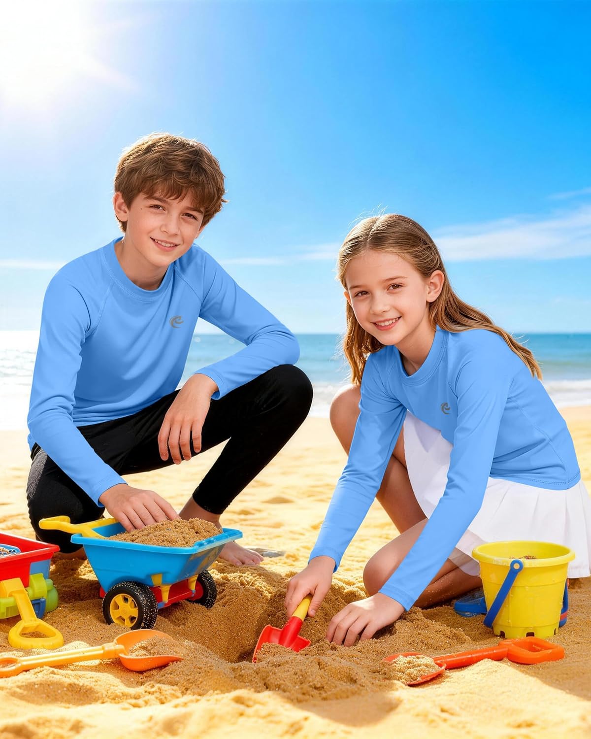 Skiennix Boys UPF 50+ Long Sleeve Swim Shirt - UV Sun Protection Rash Guard | Youth SPF Water Shirt