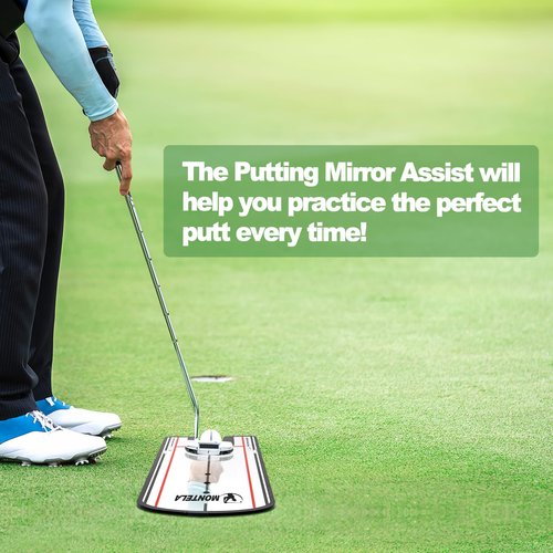 Montela Golf Putting Mirror, Putting Mirror Training Aid for Golf, Portable Training Aid, Golf Putting Alignment Mirror Practice Putting Trainer for Beginner Golfing Equipment and Accessories
