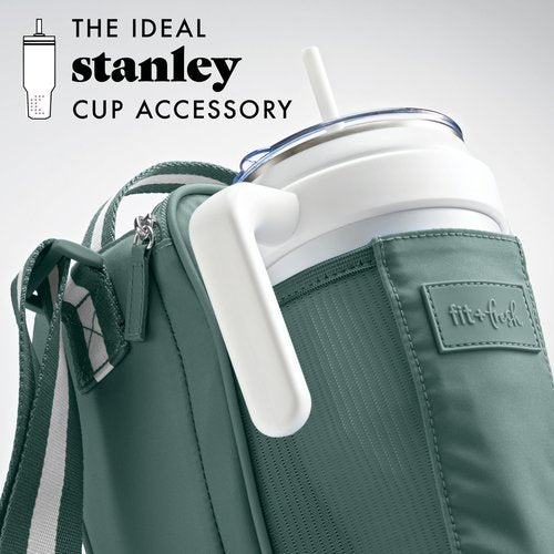 Fit & Fresh Sling Bag Water Bottle Holder With Strap, Crossbody Water Bottle Carrier with Insulated Compartment, Water Bottle Purse with Tumbler Pouch, Fits 40oz. Tumbler Compatible with Stanley Cup