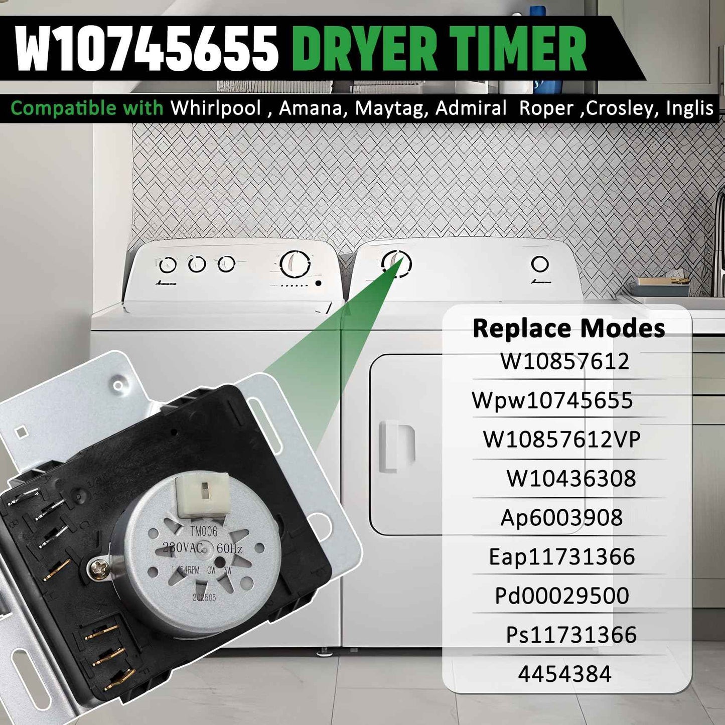 W10745655 W10436308 W10857612 Dryer Timer Compatible with Whirlpool Maytag Amana, W10745655 Dryer Timer Replaces Ap6003908 Ps11731366 4454384 Eap11731366, W10745655 Fits for 4KWED4605FW0 4KMEDC410JW0
